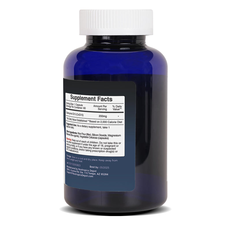 Nootropics Depot CoEnzyme Q10 Capsules | 200mg | Ubiquinone | 60 Count | Energy, Cognitive & Cellular Function 1 Count (Pack of 60)