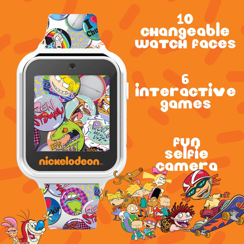 Accutime Nickelodeon Educational Learning Touchscreen Kids Smartwatch - Multicolor Strap Toy - Girls, Boys, Toddlers - Selfie Cam, Games, Alarm, Calculator, Pedometer (Model: NIC4025AZ)