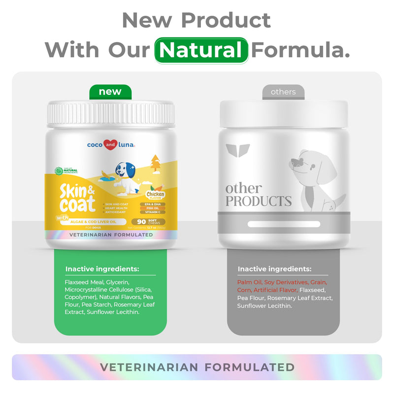 Omega 3 Fish Oil for Dogs - Skin & Coat Supplement with Cod Liver Oil, Algae Oil, EPA & DHA Fatty Acids for Dog Shedding, Itch Relief, Hot Spots, Skin Allergy, Joint & Heart Support - 90 Soft Chews - BeesActive Australia