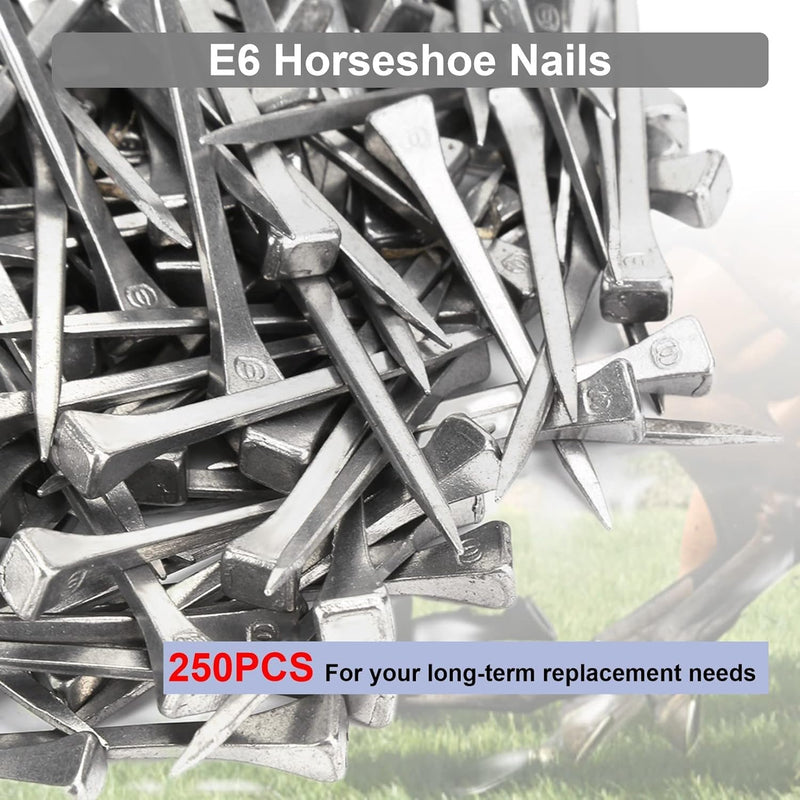 250PCS Horseshoe Nails, Horseshoes Equipment Equestrian Sport Equipment Horse Training Supplies Tool 2.1 Inch E6 Hoof Nails for Horse Race - BeesActive Australia