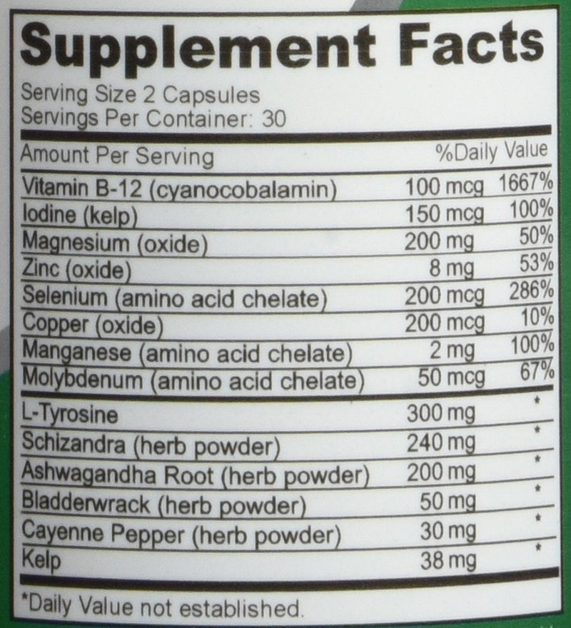 NusaPure Thyroid Support Supplement (Non-GMO) 120 caps, Ashwaganda, Iodine, Zinc, kelp, Vitamin B12, L-Tyrosine, Selenium, Copper (Pack of 2) 120 Count (Pack of 2)