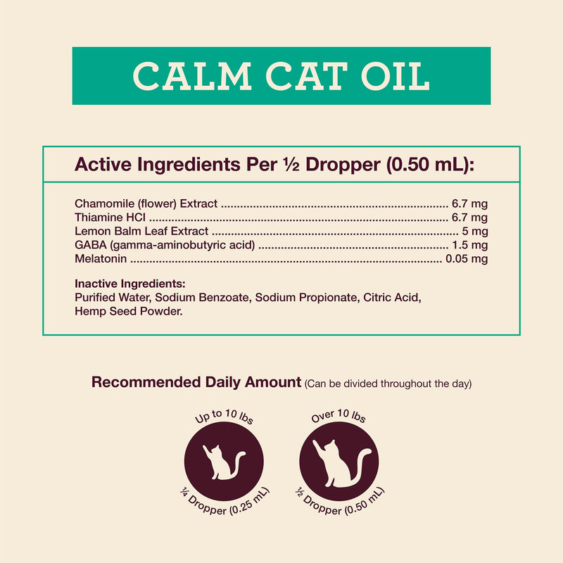 Hemp Well Calm Oil for Cats – Natural Calming Aid for Anxiety, Travel & Stress – Supports Relaxation, Reduces Unwanted Behavior & Grooming Issues – Organic Hemp Formula – 2 oz