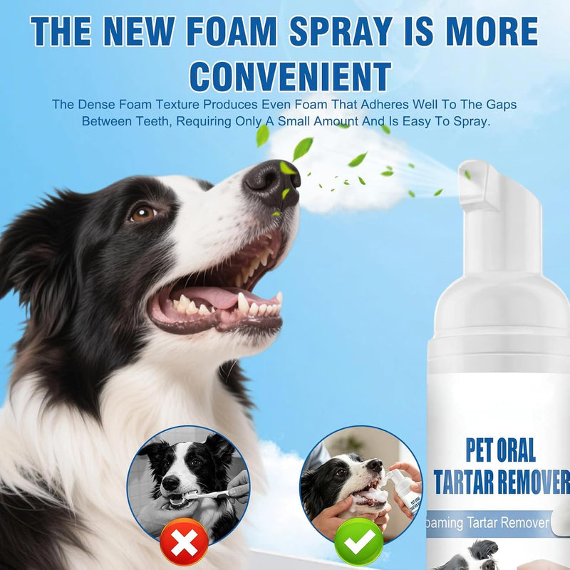 Pet Oral Tartar Remover Spray: Dog Teeth Cleaning Foam for Dogs & Cats - Pet Dental Foaming Care Spray Reduce Tartar for Cats and Dogs(2PC)