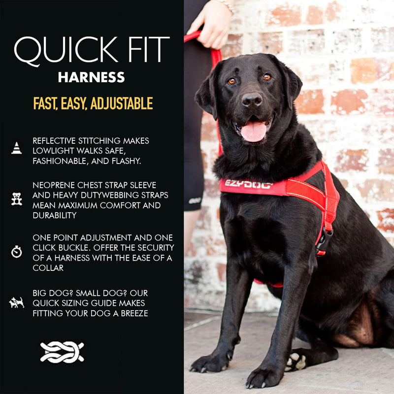 EzyDog Premium Quick Fit Adjustable No-Pull Dog Harness Vest with Reflective Stitching - Perfect for Training, Walking, and Control - Padded for Comfort (Large, Black) Large - BeesActive Australia