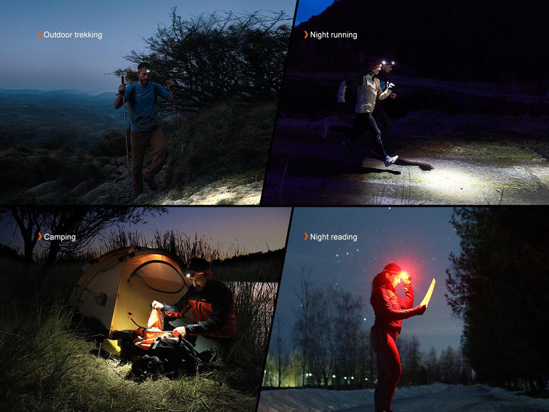 Fenix HL18R-T V2.0 800 Lumen Trail Running Headlamp, USB-C Rechargeable, White and Warm White Lights, Red Lights, Compatible with 3X AAA Batteries, (Black) Black - BeesActive Australia