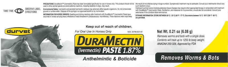Durvet Duramectin Equine Wormer Paste - 3 Tubes - BeesActive Australia