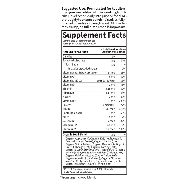 Garden of Life Kids Multivitamin Powder,Daily Vitamins and Minerals for Toddlers&Kids-Organic Toddler Multi Powder with 15 Vitamin C,D3,Zinc for Healthy Growth-Gluten Free-30 Day Supply,(Pack of 2) 2.11 Ounce (Pack of 2)