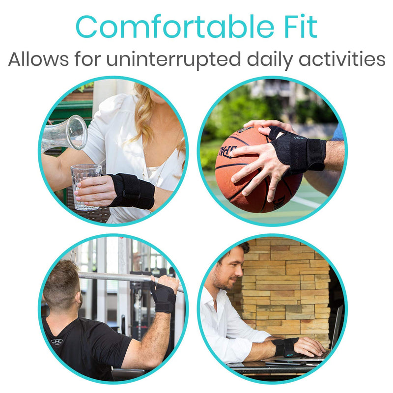 Vive Thumb & Wrist Brace for Right or Left Hand - Spica Splint Brace for Carpal Tunnel, Tendonitis, & Arthritis in Hands or Fingers - Compression Support for Women Men - Stabilizer Relief for Bowling Black Small