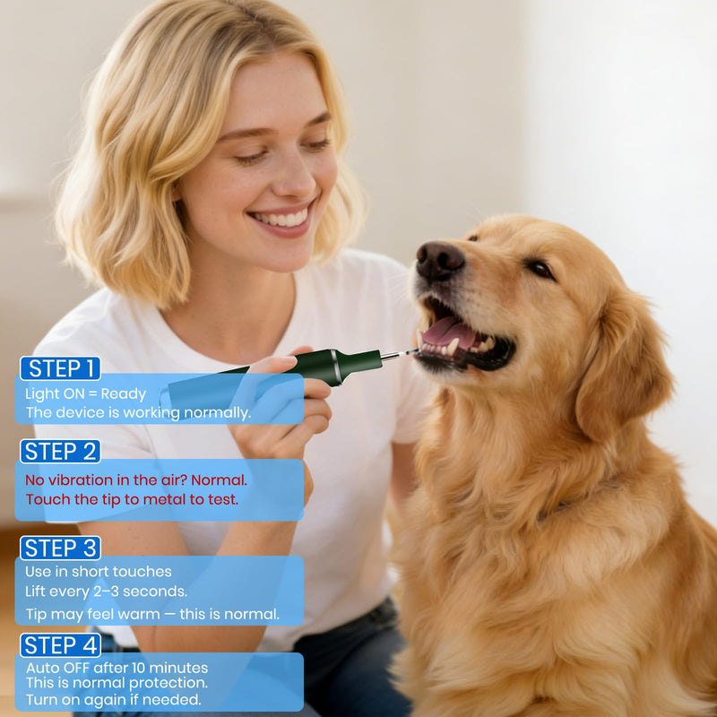 Dog Plaque Remover for Teeth,Pet Ultrasonic Tooth Cleaner with LED Light,Cleaning Kit for Tartar and Stains,5 Adjustable Modes,Pet Teeth Cleaning kit,Suitable for Dogs and Cats (Green) Green