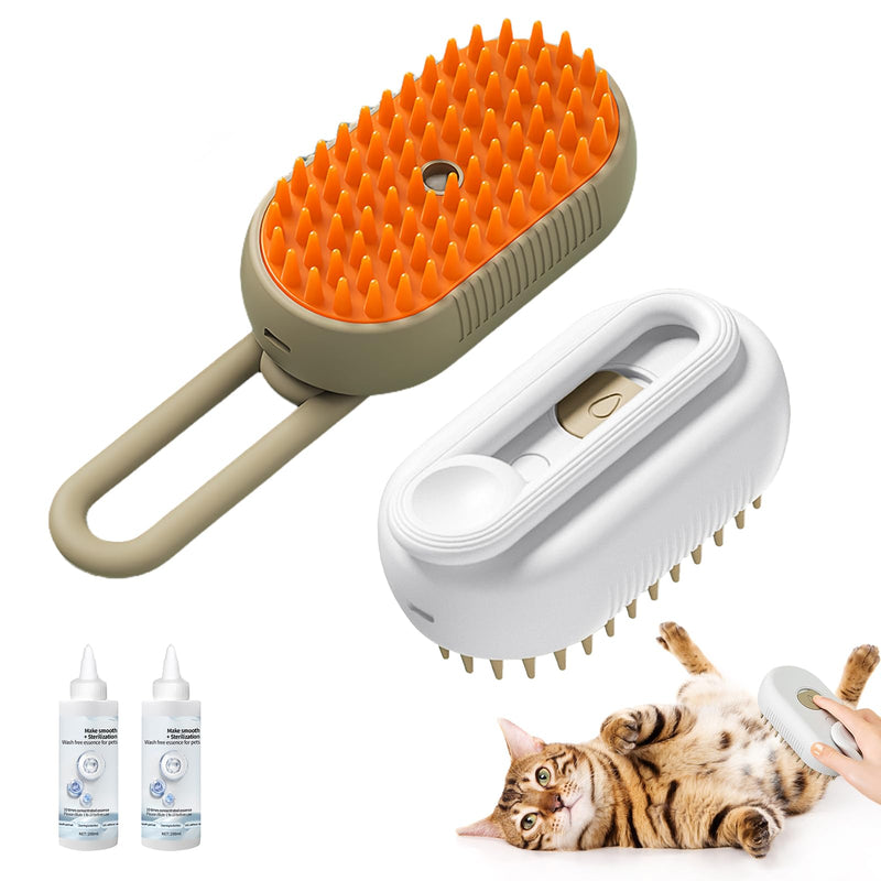 2 pieces cat steam brush, steam cat brush, steamy cat brush, cat brush with steam, cat steamy brush, grooming brush for cats, 3 in 1 steam brush for cats, dogs, rabbits and other pets - BeesActive Australia