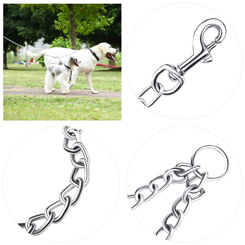 Pettom Heavy Duty 2 Way Dog Lead Metal Chain Double Pet Clip Leash Coupler 360° Swivel No Tangle Double Dog Walking & Training Leash(L 4.0mm*70cm Double Leash, Silver) L 4.0mm*70cm Double leash - BeesActive Australia