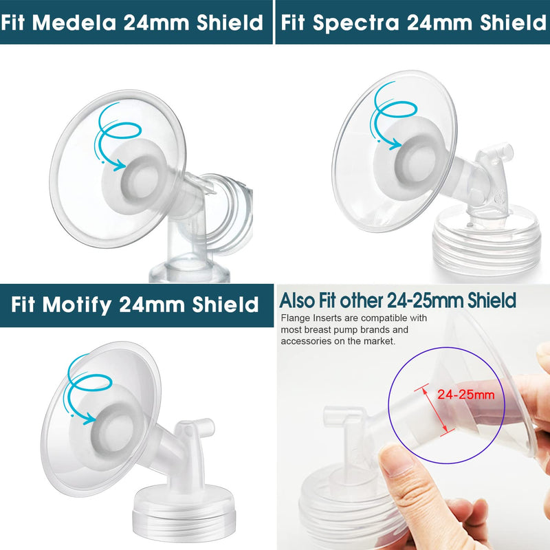 Flange Inserts 19mm for Medela/Spectra/Elvie/Motif Luna/Ameda MYA Breastpump 24mm Breast Shields. Reduce 24mm Nipple Tunnel Down to 19mm;2pc/Each - BeesActive Australia