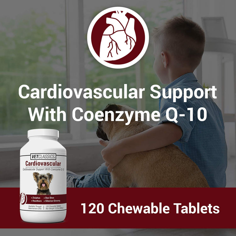 Vet Classics Cardiovascular Support Coenzyme Q-10 Dog Supplements – Pet Health Supplement for Dogs – Supports Dog Cardiovascular System – Includes Siberian Ginseng, Hawthorn – Chewable Tablets 120 Ct.