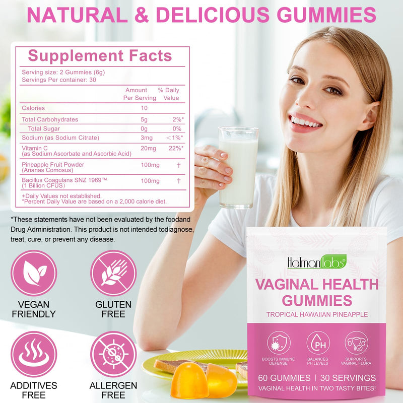 120 PCS Vital Vaginal Probiotics Source Feminine Gummies PH Balance for Women Feminine Balance Gummies Womens Vaginal Health Supplement 1 Count (Pack of 120)
