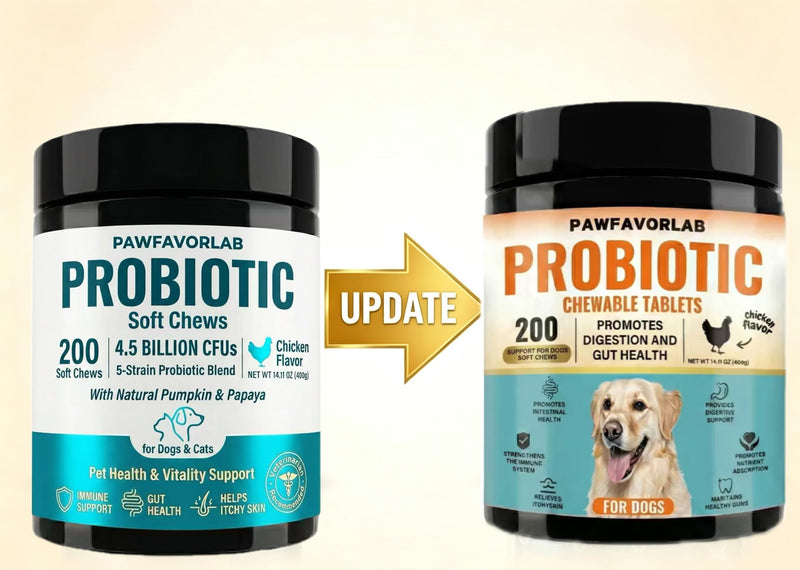 Probiotics for Dogs Digestive Health - 200 Chicken Flavored Chewable Tablets for Gut Health, Immune Support & Pumpkin, Papaya, Flaseed Power - Advanced Dog Probiotic Supplements