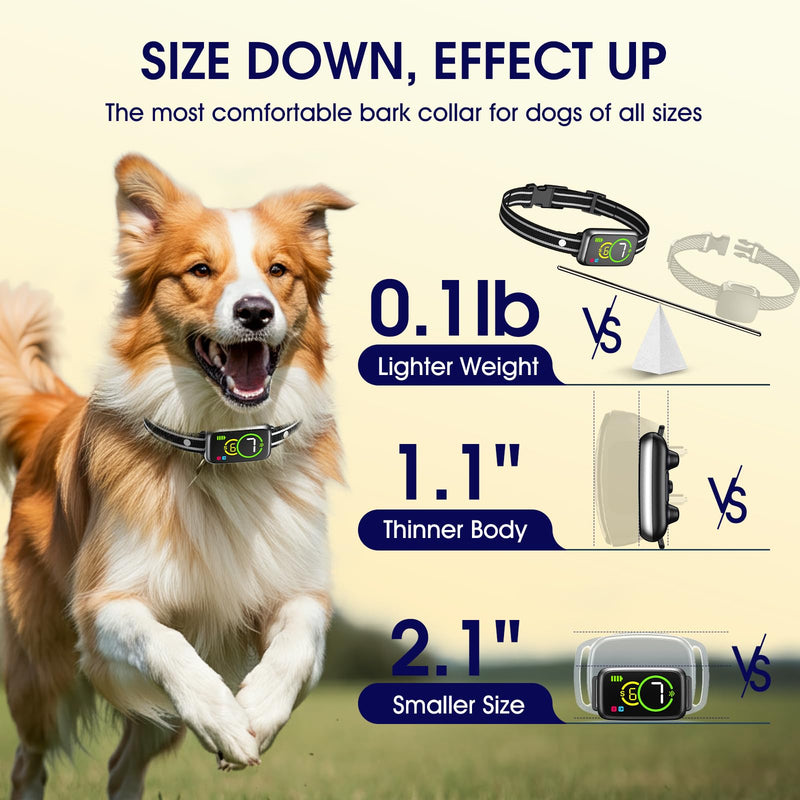 Dog Bark Collar 2 Pack, Smart Bark Collar for Small Medium Large Dogs, Safe & Humane Dog Barking Collar, Automatic Anti Bark Collar with Adjustable Beep Vibration Modes and 7 Sensitivity，Black Black - BeesActive Australia