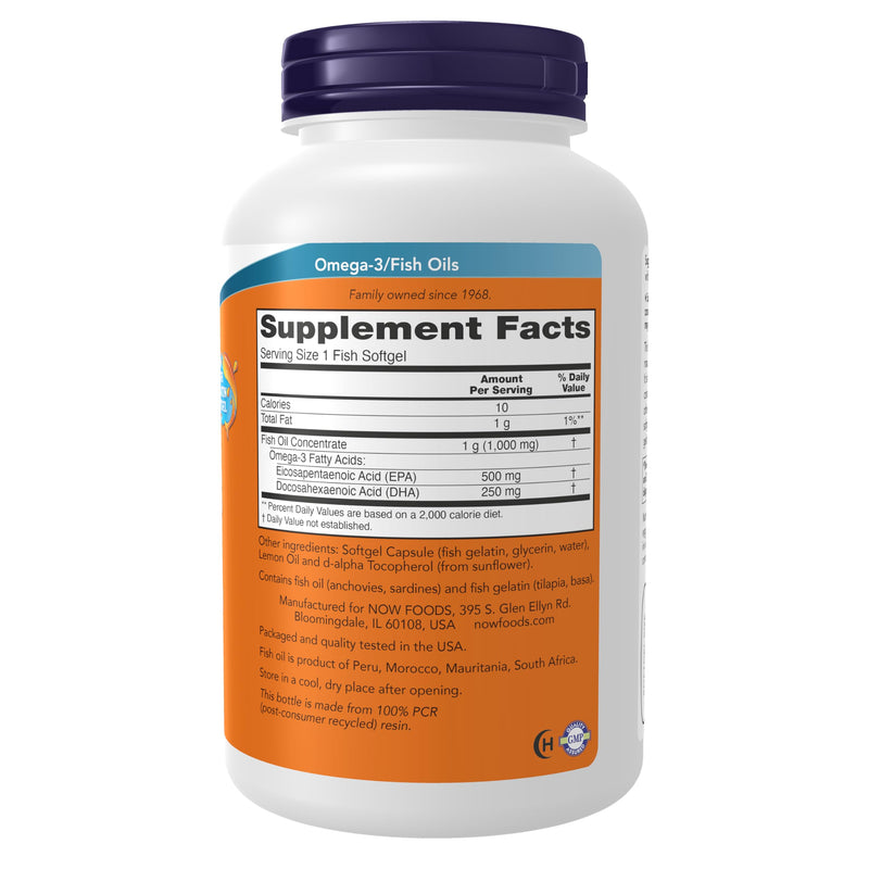 NOW Foods Supplements, Ultra Omega-3, 500 EPA and 250 DHA, Cardiovascular Support*, 180-Fish Gelatin Softgels 180 Count (Pack of 1)
