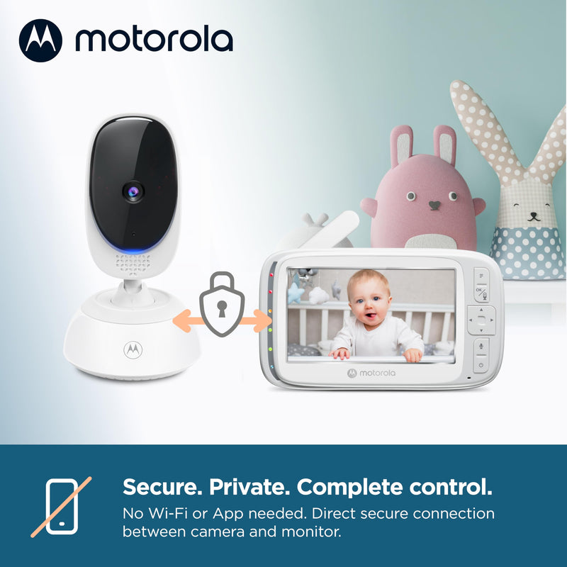 Motorola VM75 Indoor Video Baby Monitor with Camera - 480x272p, 1000ft Range 2.4 GHz Wireless 5" Screen, 2-Way Audio, Remote Pan, Digital Tilt, Zoom, Room Temperature Sensor, Lullabies, Night Vision 1 Camera (2021 Model) - BeesActive Australia
