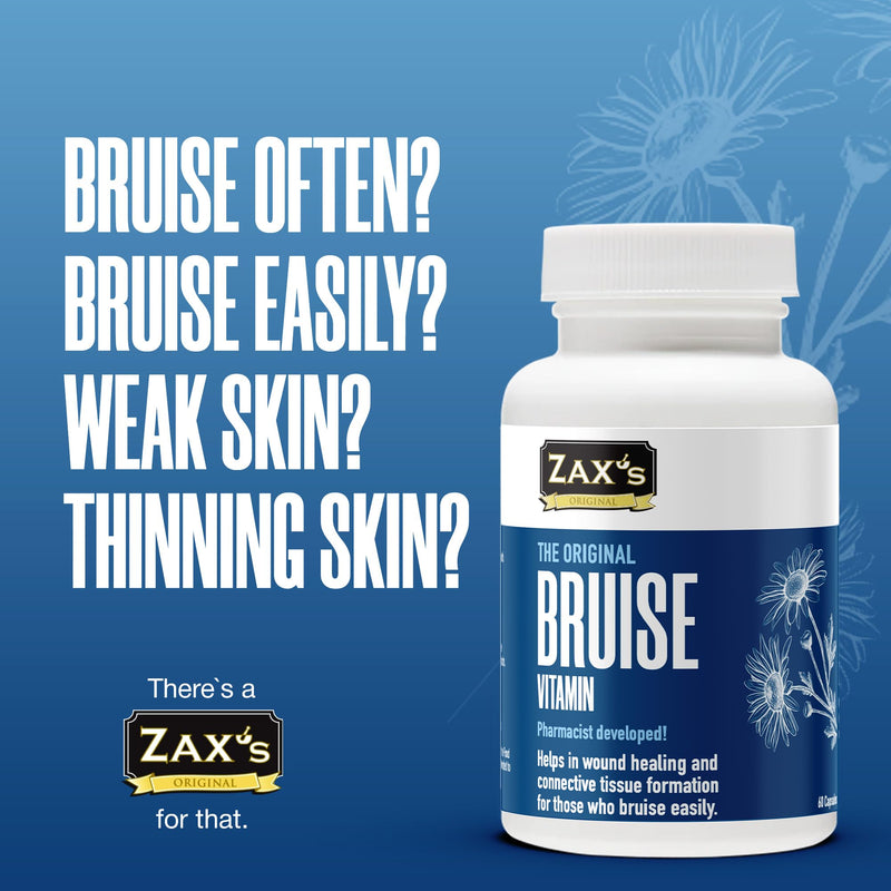 ZAX'S Bruise Vitamin Pharmacist Developed Bruising Supplements Potent Bruising Swelling Reducer, Zinc, Vitamin K, D3, Ascorbic Acid, Citrus Bioflavonoids, 60 Caps, Combine Arnica Bruise Cream 60 Count (Pack of 1)