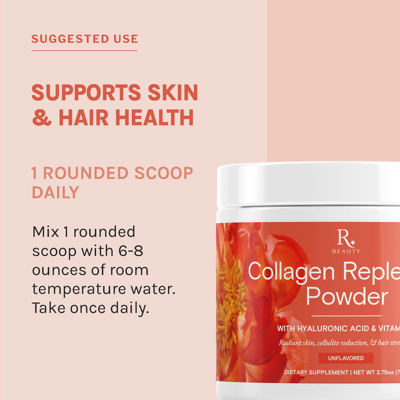Reserveage Beauty Collagen Replenish Powder - No-Taste Collagen for Radiant Skin & Hair Growth - Mixes Easily in Liquid or Smoothie - 2.5 oz 2.75 Ounce (Pack of 1)