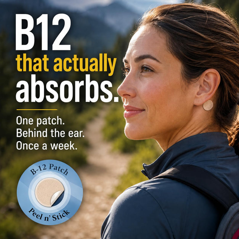 Vita Sciences Vitamin B12 Patch - Extra Strength Formula for Men and Women, 1 Month Supply. Boost Energy, Focus, Memory & Metabolism | 1000 mcg Vitamin B12 Patch for Energy, Focus, Memory, Metabolism & Wellness for Convenient Daily Use.