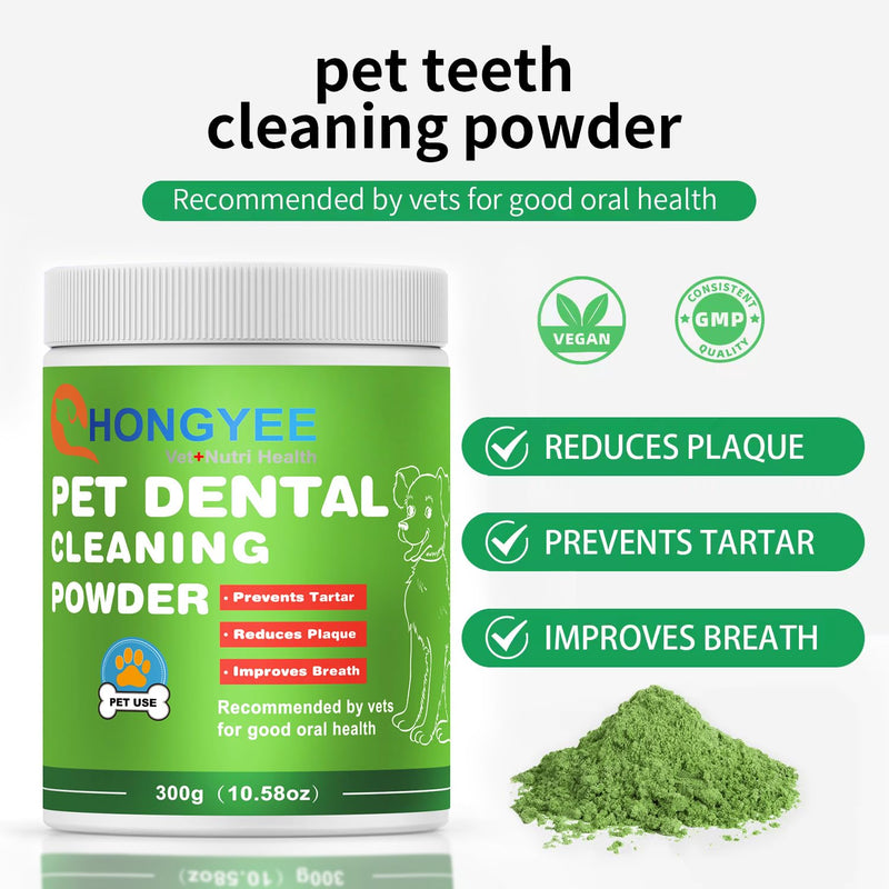 Dental Powder 300g, Teeth Cleaning Powder, Dog Teeth Cleaning Products, Plaque Off for Dogs & Cats Breath Freshener for Bad Breath, Tartar Remover,Dental Care Supplies for Small, Medium, Pet Denta