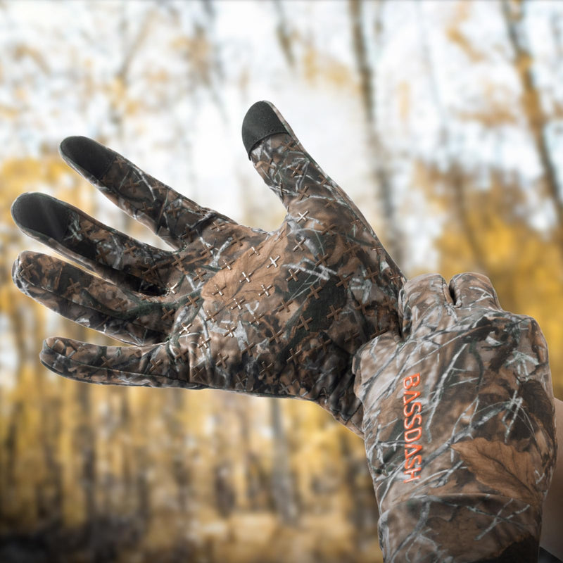 BASSDASH Unisex Fleece Liner Lightweight Camo Hunting Gloves Touchscreen Warm Gloves for Fishing Photography HG07 Autumn Forest Medium - BeesActive Australia