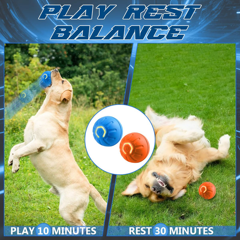 2 Pcs Shaky Ball Toy for Dogs,2025 New Shaky Dog Ball,Upgrad Interactive Dog Ball Automatic Moving Dog Toy Ball,USB Rechargeable Vibrating Dog Ball Remote Control Pet Ball for All Dogs(Orange+Blue) - BeesActive Australia