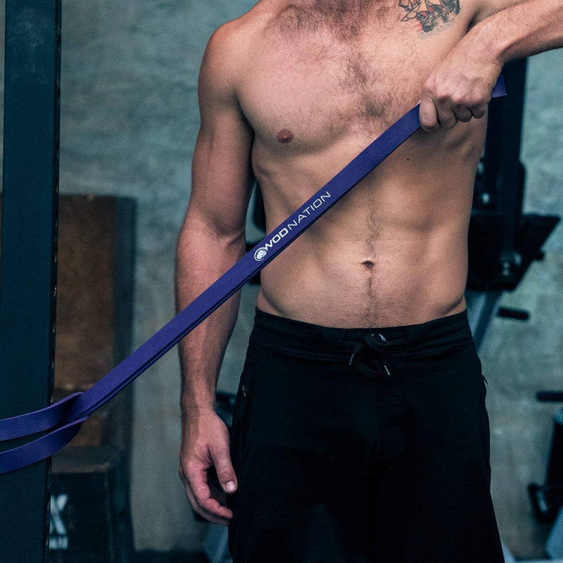 WOD Nation Pull Up Assistance Bands (10-175lbs Band) - Best for Pullup Assist, Chin Ups, Resistance Bands Exercise, Stretch, Mobility Work & Serious Fitness - 41 inch Straps Purple