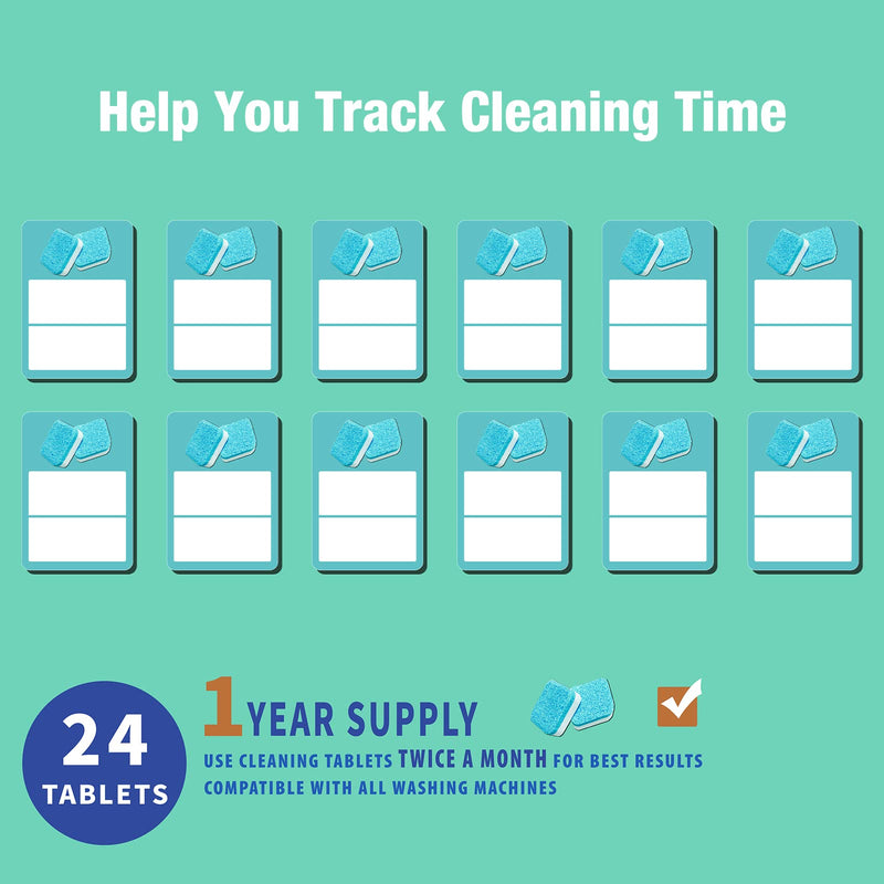 Washing Machine Cleaner Tablets, 24-Pack - Powerful Descaler for Deep Cleaning HE Front Load & Top Load Washers. Eco-Friendly Deodorizer. Cleans Drum & Tub Seal. 1 Year Supply - BeesActive Australia