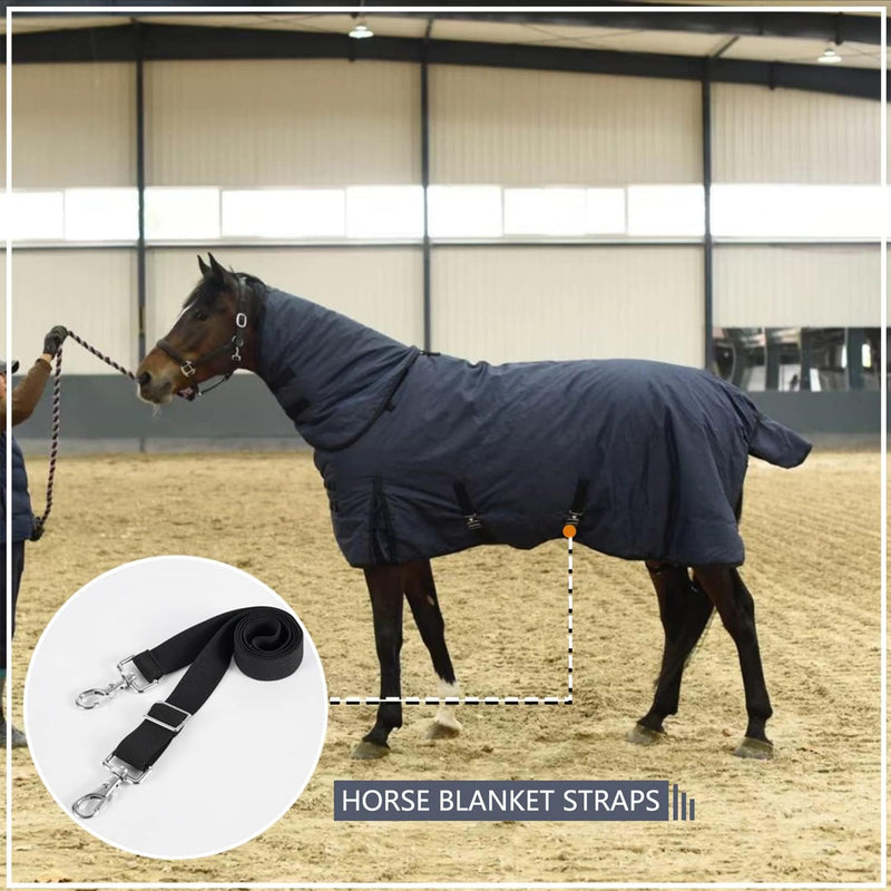Premium Horse Blanket Sheet Leg Straps, Replacement Stretchy Belly Strap with Double Swivel Snaps, Adjustable Elastic Length from 24 to 42 Inch Winter Blanket Black - BeesActive Australia