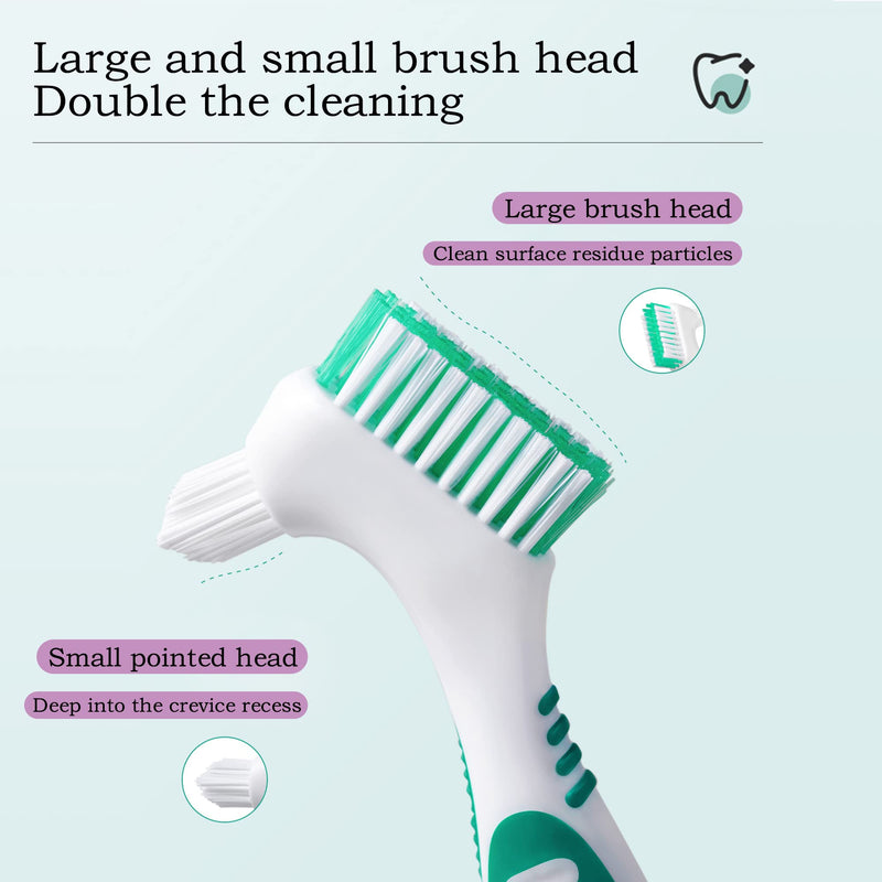 Denture Brush 4Pcs Denture Toothbrushes，Denture Cleaning Care Cleaning Brush ，Double Sided Toothbrush，Multi-Layered Bristles and Rubber Anti-Slip Handle (Purple, Green, Blue, Orange) 4 Color - BeesActive Australia