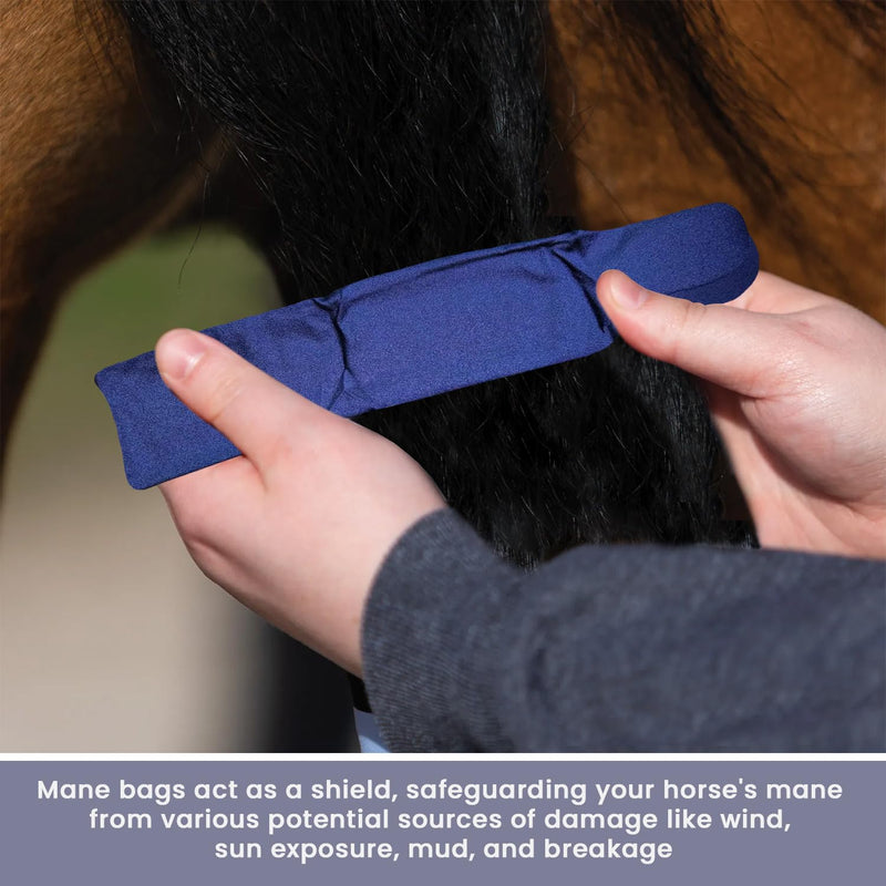 Ranch Hand Horse Mane Bags - Protect Horse's Mane from Wind, Sun, Mud, Preventing Tangles, Rubbing Out, and Breakage | Made with Lycra and Nylon (Dark Blue) Dark Blue - BeesActive Australia