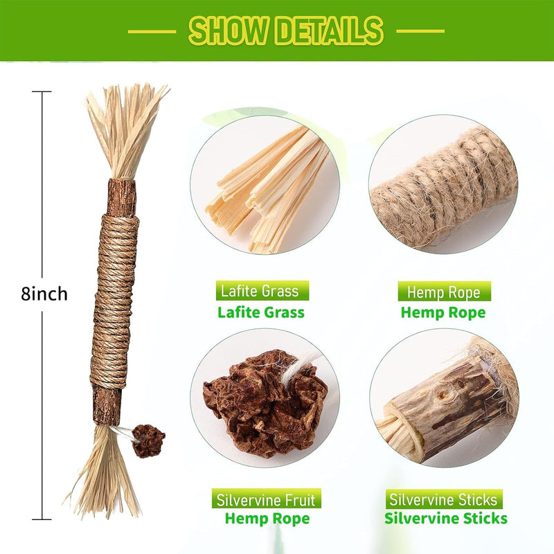 Catnip sticks, pack of 6 catnip sticks, chewing sticks for cats, cat dental care toys, dental chewing sticks help with tartar and bad breath, healthy hygiene dental care, brown - BeesActive Australia