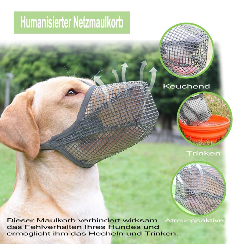 Muzzle for dogs, breathable mesh muzzle for large dogs, muzzle for medium dogs, adjustable dog muzzle for small medium and large dogs, prevents biting, chewing (gray, M) grey - BeesActive Australia