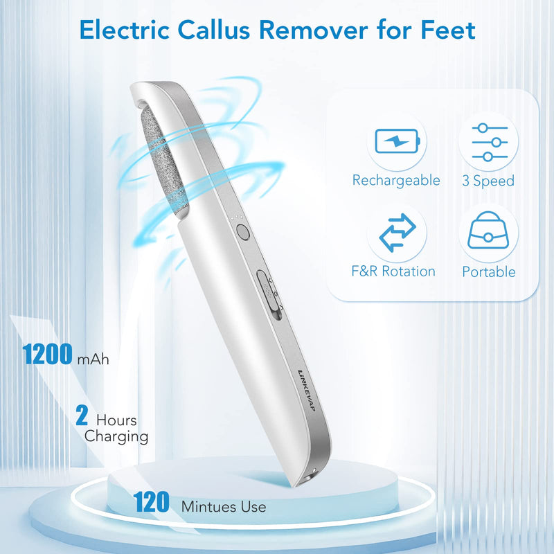 LINKEVAP Electric Callus Remover for Feet, Professional Pedicure Kit Foot Scrubber for Dry, Dead, Cracked, Hard Skin, at Home Feet Spa Care Kit for Men & Women (Cold White) Cold White - BeesActive Australia