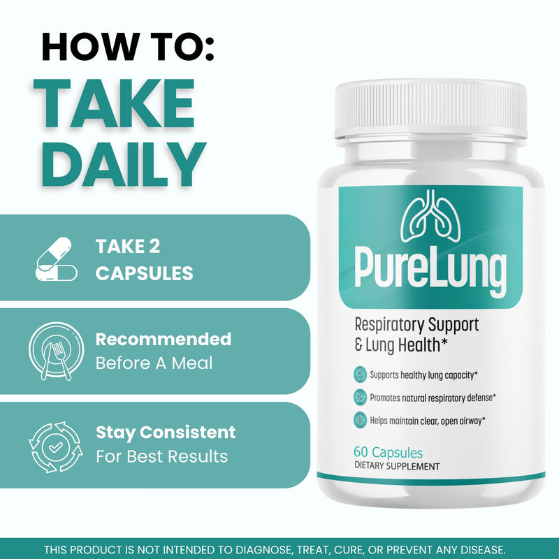 (2 Pack) PureLung Capsules - Official Pure Lung Supplement, Premium Formula, Natural Vitamins for Health & Wellness - 120 Capsules for 2 Months