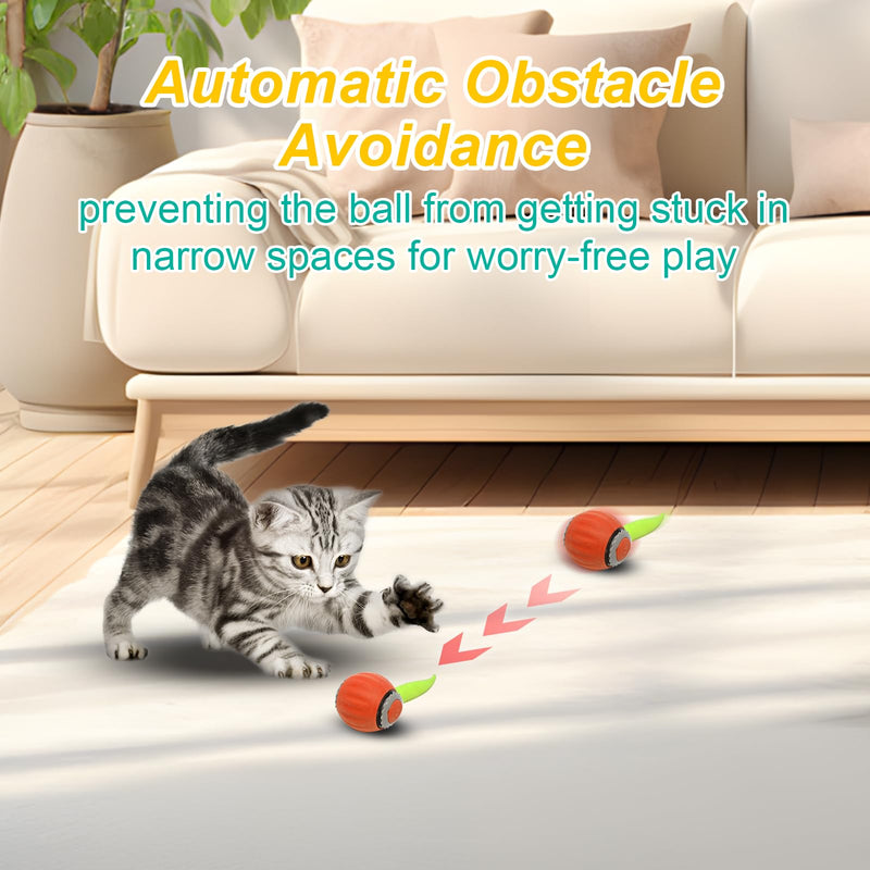 Interactive Cat Ball Toy, Speedy Tail 2.0 Cat Toy, Automatic Moving Ball Toy for Indoor Cat, Anti Depression Pet Toy, Speed Adjustable, Orange - BeesActive Australia