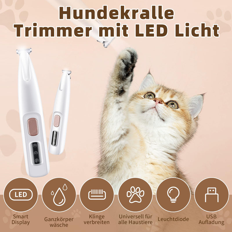 Pet hair trimmer with LED light, professional animal hair trimmer, wireless dog paw trimmer, pet razor for dogs, cats, paws, eyes, ears, face, body, 1 piece - BeesActive Australia