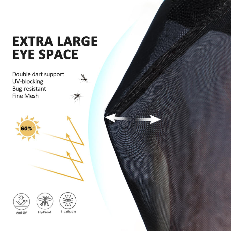 Harrison Howard Pro Luminous Horse Full Face Fly Mask Large Eye Space Long Nose with Ears UV Protection for Horse Coral Orange L - BeesActive Australia