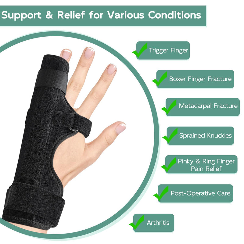 Pinky Ring Finger Splint, Boxer Fractures Finger Support for Right & Left Hand, Metacarpal Little Trigger Fingers Immobilizer Straightener Hand Brace for Arthritis, Tendonitis, Pain Relief