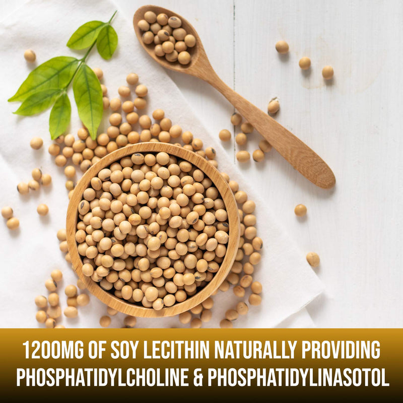 Soy Lecithin Capsules 1200mg (One a Day, 100 Softgels) Immune Support Supplement Rich in Phospholipids Supports Metabolism, Brain & Heart Health & Cell Functions Made in The USA Non-GMO by Neonutrix - BeesActive Australia