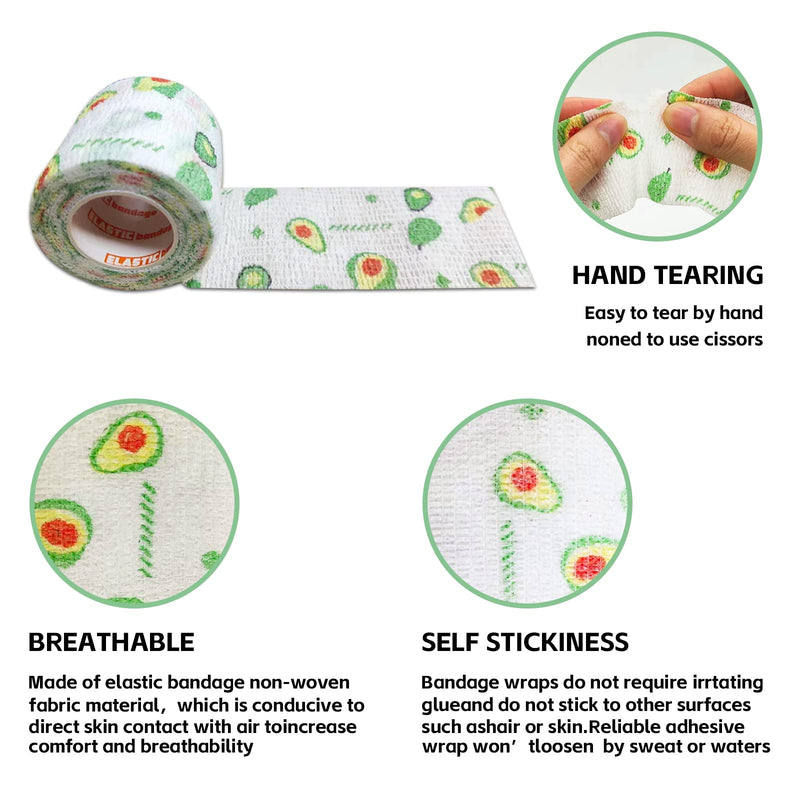 Vet Tape wrap, wrap Bandage 2 inch 12 Rolls,Cute Colorful Fruit Self Adhesive Bandage Wrap, Paw Bandages for Dog Cat Horse Pet Animals Wounds for Wrist Healing Ankle - BeesActive Australia