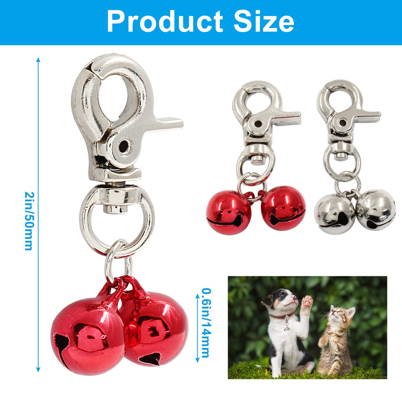 Waziaqoc 2 PCS Bells for Cat Collars, Dog Pendant Bells, Pet Jingle Bells Training Charm Pendant Jewelry Accessories for Dog Cat Collar Necklace (Silver, Red) Silver, Red - BeesActive Australia