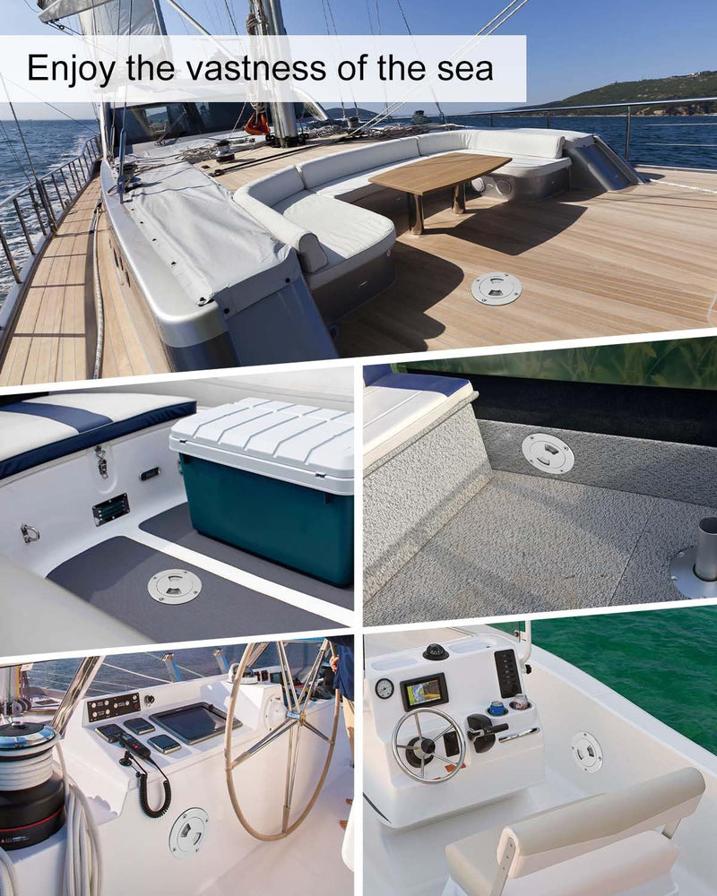 Round Boat Hatch Cover Used for Inspection Hatch Cap, Non Slip Detachable Cover for Marine Boat Yacht Black Boat Hatch 3'' 316 Stainless Steel