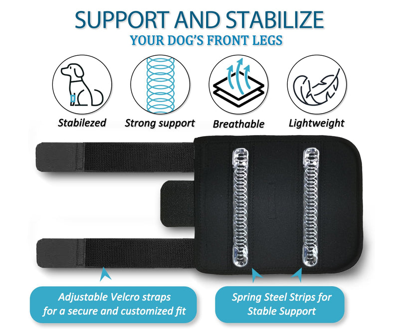 Dog Front Leg Brace, Pair of Dog Leg Brace with Metal Strips, Canine Front Leg Hock Wrap Sleeve for Carpal Support, Protects Wounds Brace Heals and Prevents Injuries and Sprains (S/M) S/M (1 Pair)