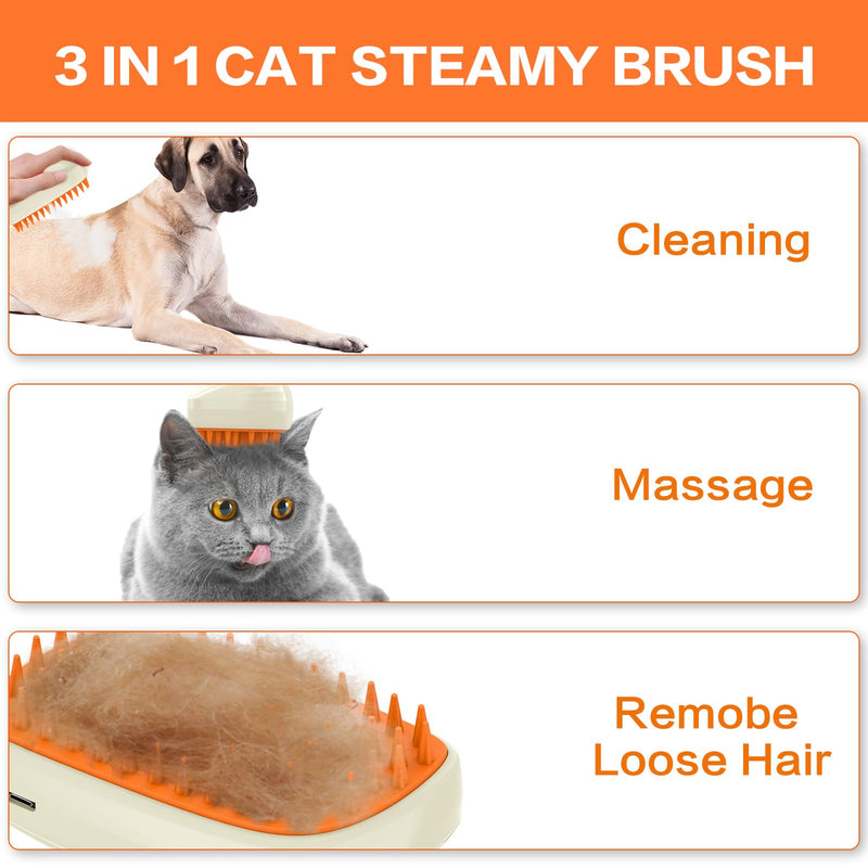 Cat brush with steam, 3-in-1 steam brush cat Steamy Brush cat steam brush for cats with spray cat brush with water cat steam brush grooming brush for cats and dogs for hair removal - BeesActive Australia