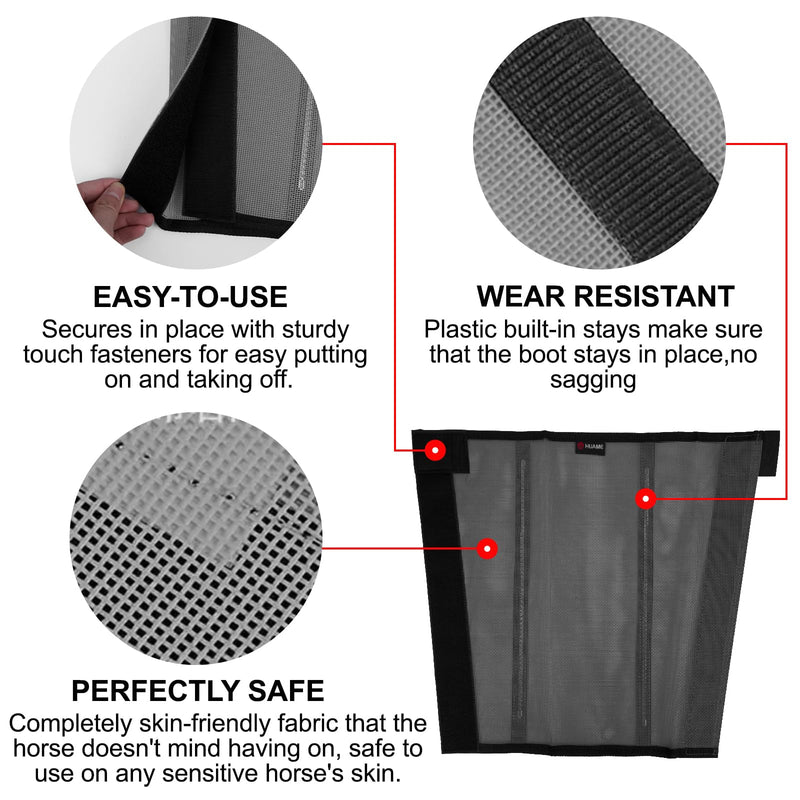 Fly Boots for Horses Set of 4, Breathable Plastic Mesh Design, Horse Supplies for Reduce Stomping, Hoof Damage & Leg Fatigue (Gray) Gray - BeesActive Australia