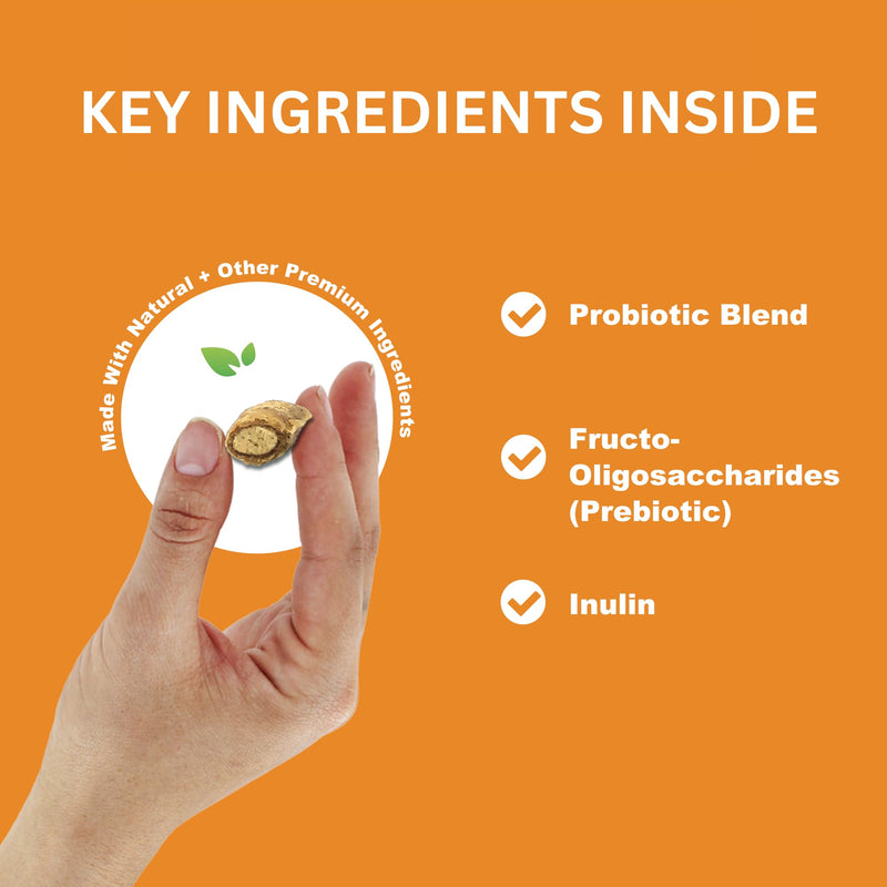 Probiotics for Cats UK - Crunchy & Creamy Cat Treats with 3 Billion CFU, Pumpkin & Salmon Oil - Supports Gut Health, Diarrhea Relief & Immune Support - Cat Probiotics Chews Chicken Flavour