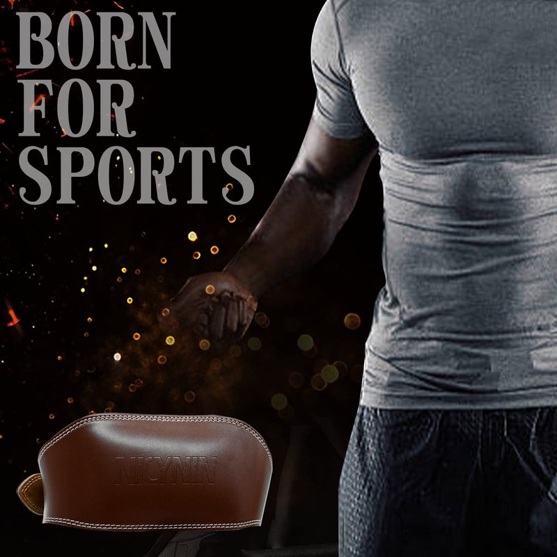 Leather Weight lifting Belt for Men - 6 Inch Padded Lumbar Back Support Belts, Workout Waist Brace for Weightlifting Powerlifting Deadlifts Squat Strength Training Fitness Large 29.9"-39.6" (Waist size not pant size) Brown